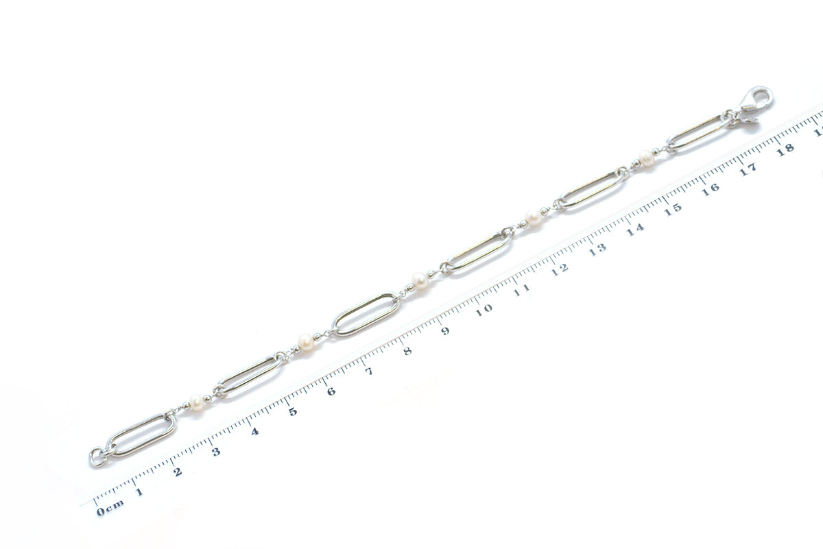 Pulsera Paperclip en plata fina de 19cm (37459)