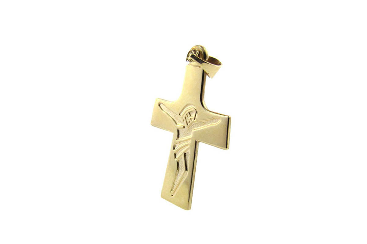 Cruz "CRISTO BAJO RELIEVE" oro de 14k (8544)